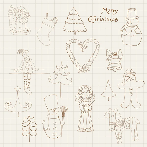 Doodle Christmas Design Elements - для скрапбуків, дизайну — стоковий вектор