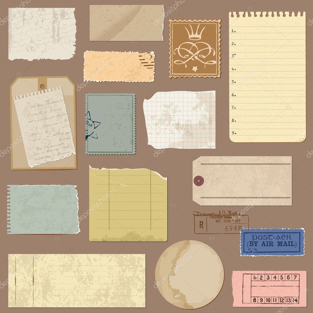 Scrapbooking Ripped Old Papers, Vectors