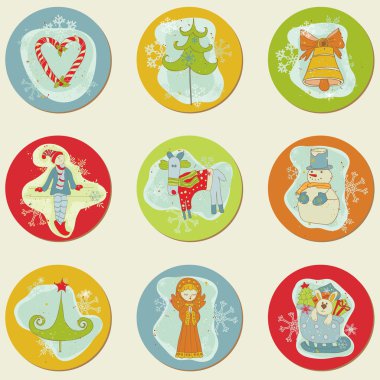 Christmas Stickes - design elements for scrapbook, invitation clipart