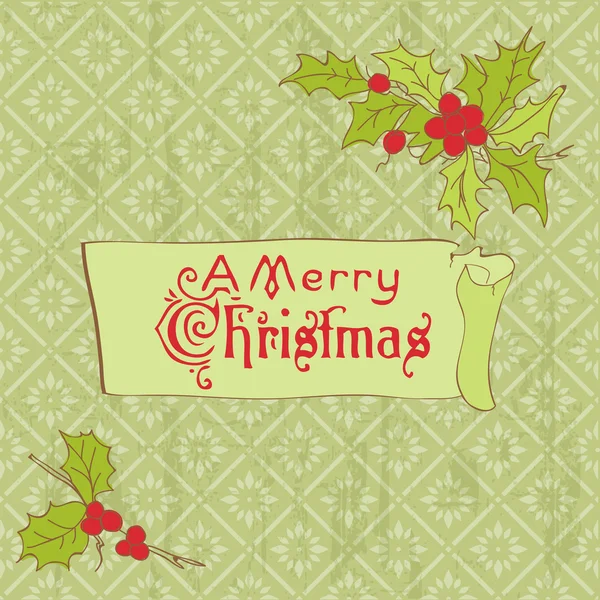 Vintage Χριστουγεννιάτικη κάρτα - για το λεύκωμα, πρόσκληση, χαιρετισμούς — Διανυσματικό Αρχείο