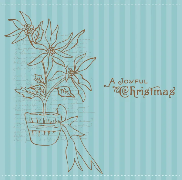 クリスマス ビンテージ カード クリスマス花-招待状 — ストックベクタ