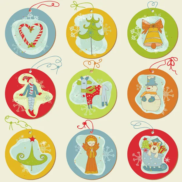 Etiquetas de Navidad - elementos de diseño para scrapbook, invitación, gree — Archivo Imágenes Vectoriales