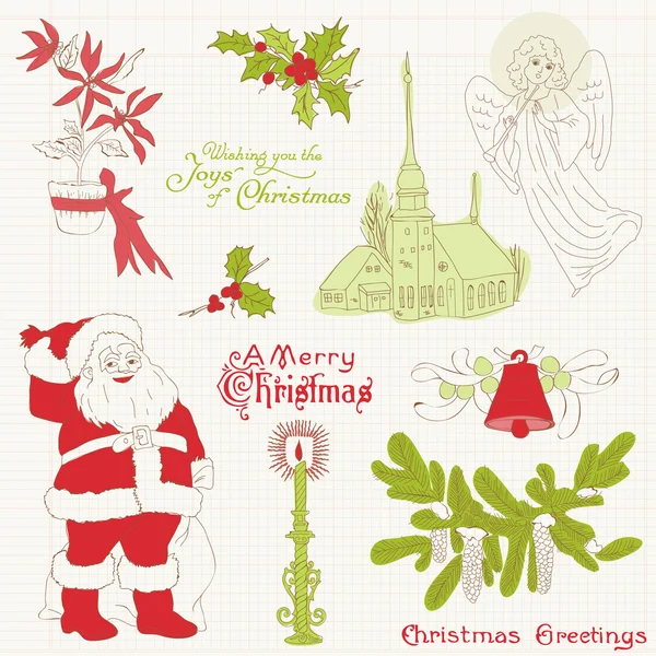 クリスマスのビンテージ デザイン要素 - スクラップ ブック、招待の — ストックベクタ