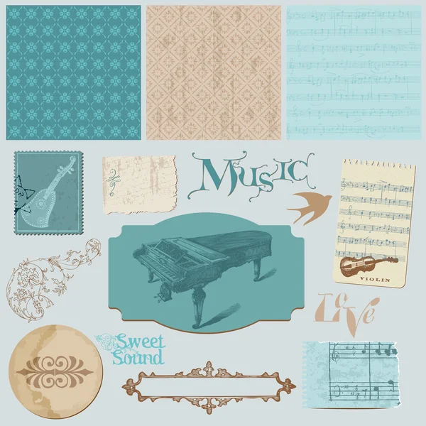 Elementos de diseño Scrapbook - Set de música vintage — Archivo Imágenes Vectoriales
