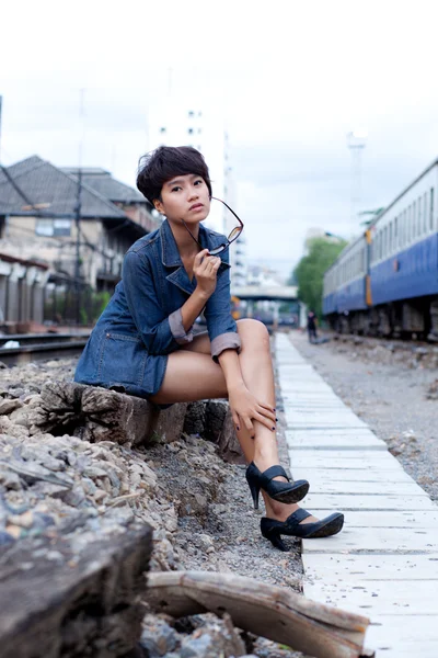 Fashion portrait asian girl — Stock Photo, Image