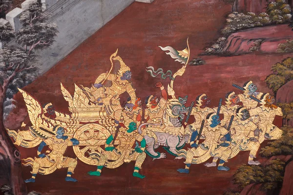 stock image Thai Ramayana painting.