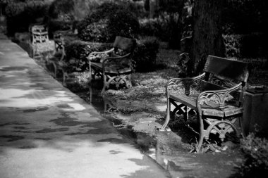 Stone benches.