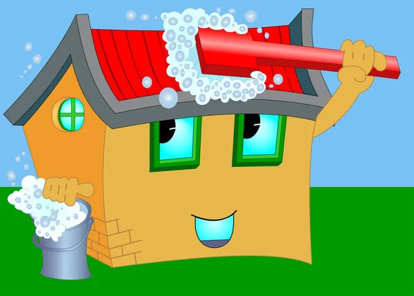 Wassen cartoon huis — Stockvector