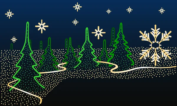 Fourragers et flocons de neige — Image vectorielle