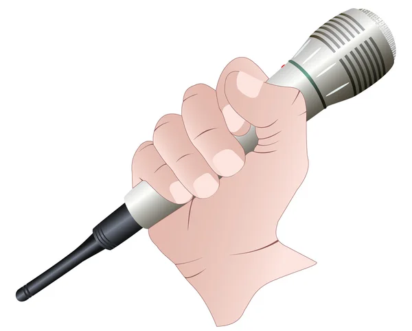 Micrófono inalámbrico en una mano — Vector de stock