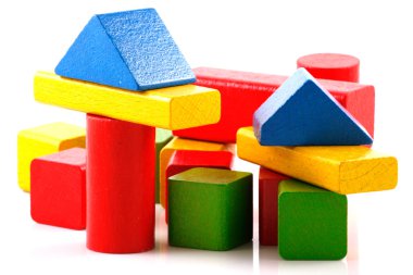 Wooden building blocks clipart