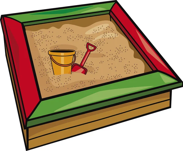 Sandbox met speelgoed — Stockvector