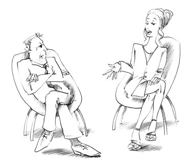 Man and woman talking clipart