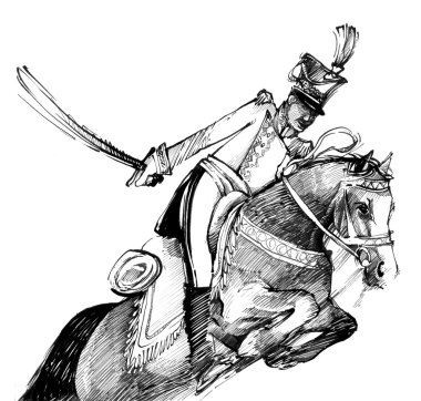 Hussar and horse clipart