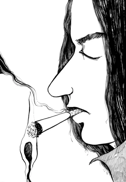 Adam bir sigara yakma — Stok fotoğraf