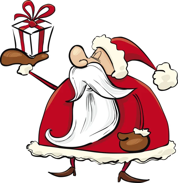 Santa Claus con regalo — Vector de stock