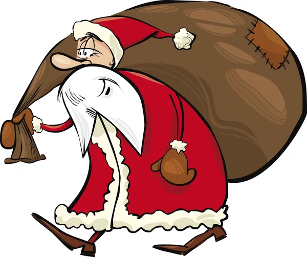 Santa Claus con regalos — Vector de stock