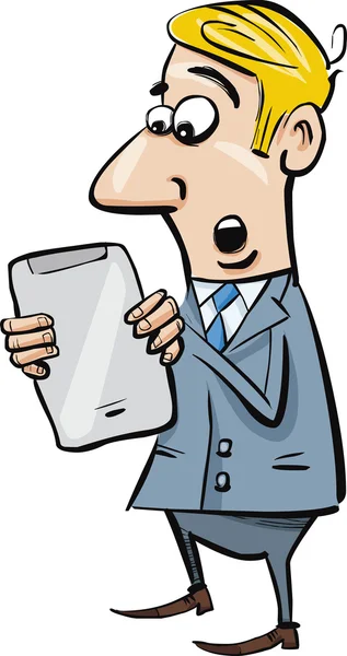 Hombre de negocios sorprendido con la tableta — Archivo Imágenes Vectoriales