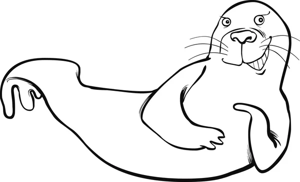 Funny seal coloring page — Stock Vector