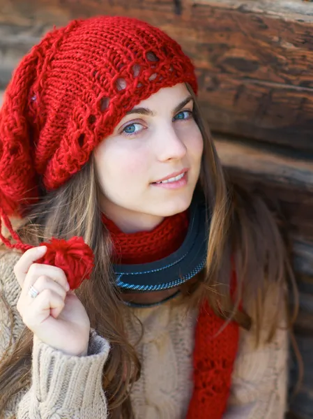 Chica con sombrero rojo — Foto de Stock