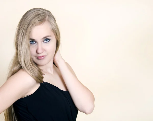 stock image Portrait of a girl in a black dress