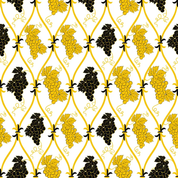 Seamless abstract golden grape pattern — Stock Vector