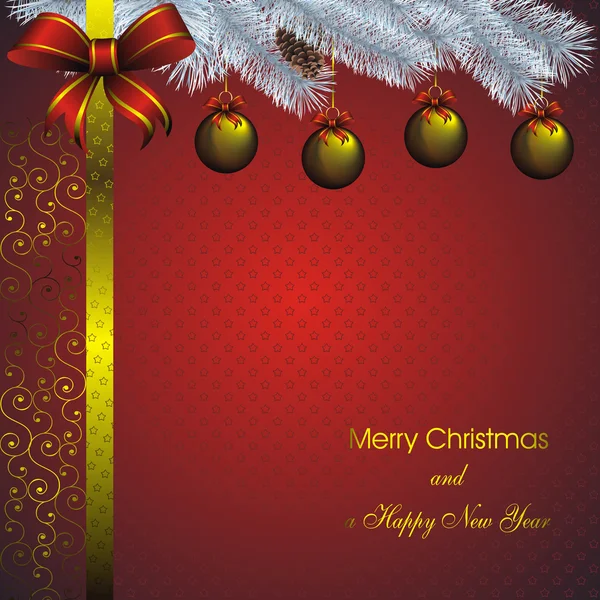Cartão de ano novo com decoração dourada — Vetor de Stock
