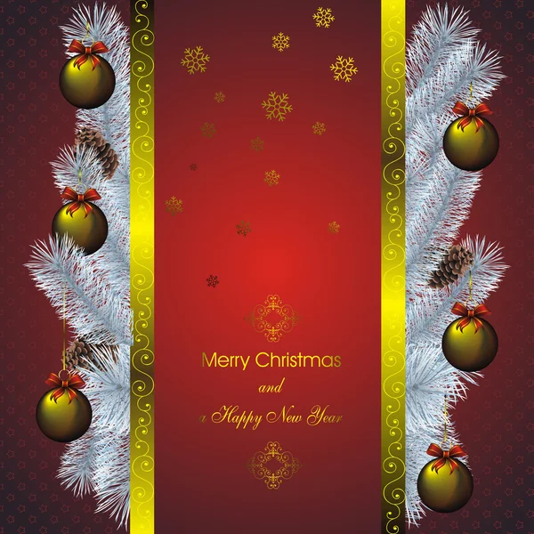 Cartão de ano novo com decoração dourada — Vetor de Stock