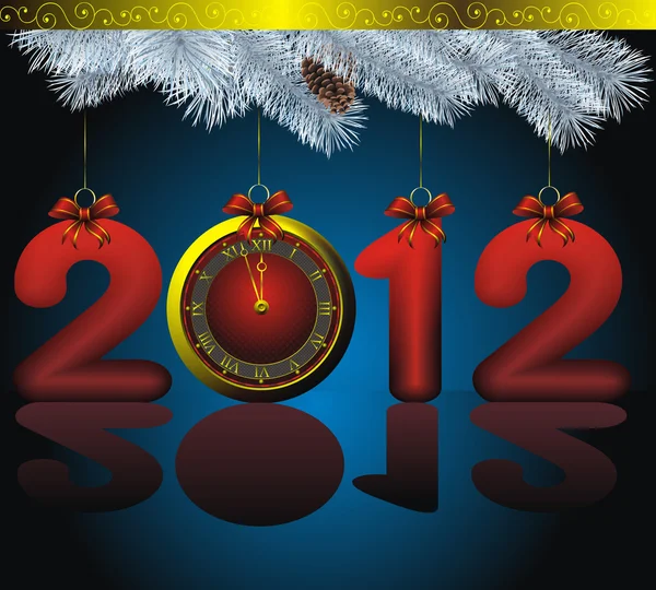 Νέο έτος 2012 κάρτα με χρυσό ρολόι — Διανυσματικό Αρχείο