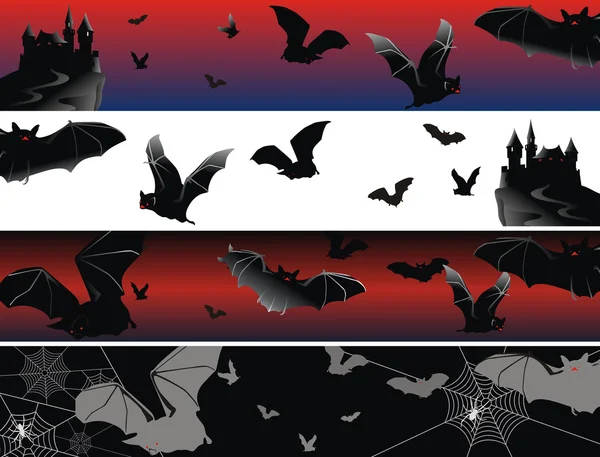 Four bat banners — Stock Vector