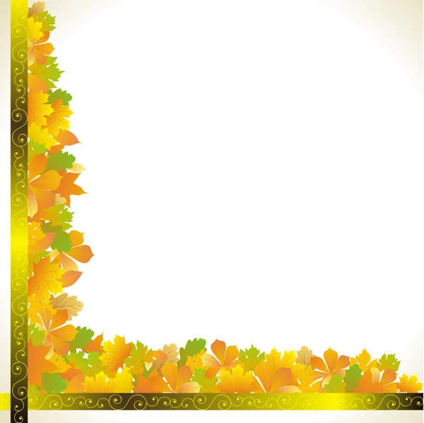 秋の葉のコーナー — ストックベクタ