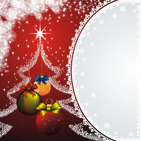 Tarjeta de año nuevo con decoración de Navidad — Vector de stock