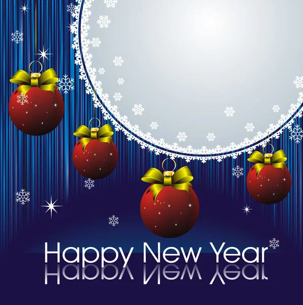 Cartão de ano novo com decoração vermelha —  Vetores de Stock