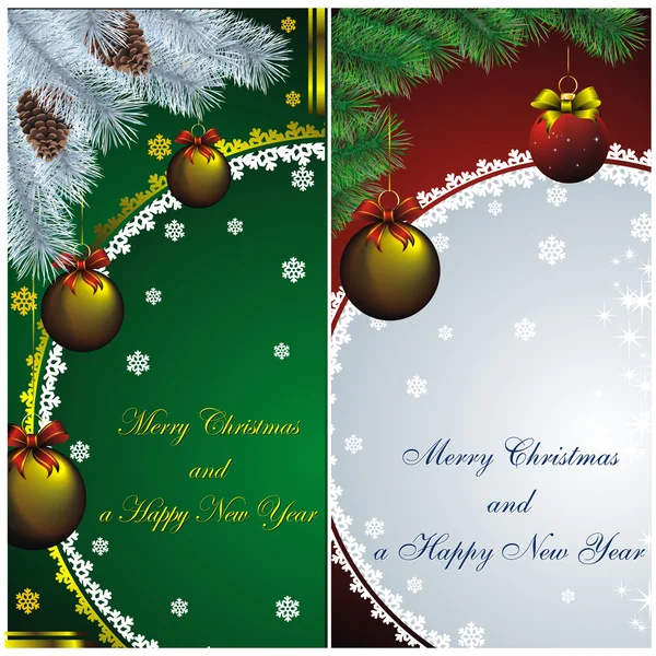 Cartões de ano novo com decoração dourada — Vetor de Stock