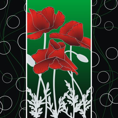 Yaz poppies soyut şeritler üzerinde