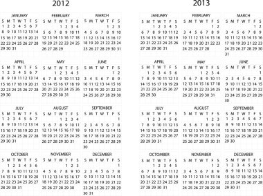 2012-2013 calendar clipart