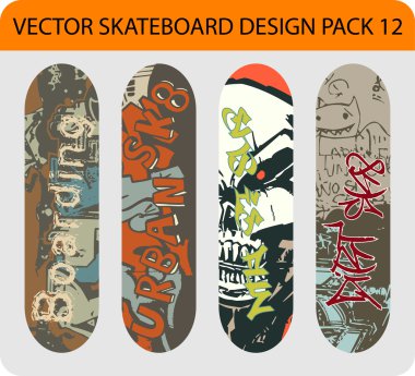 Skateboard design pack 12 clipart