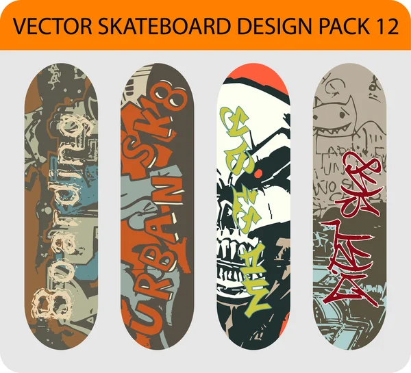 Skateboard design pack 12 — Stockový vektor