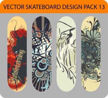 Skateboard design pack 13 clipart