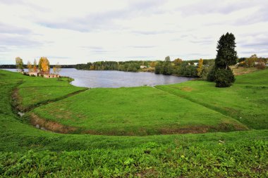 Aleksandro-Svirskiy monastery. Roshchinskoye lake clipart