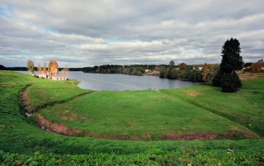 Aleksandro-Svirskiy monastery. Roshchinskoye lake clipart