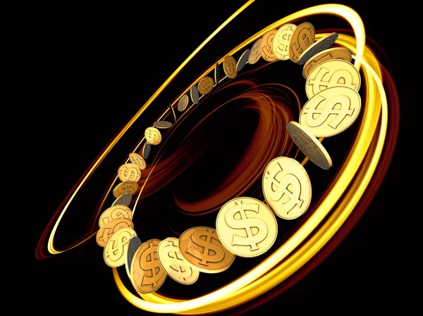 Golden Dollar Spin — Stock Photo, Image