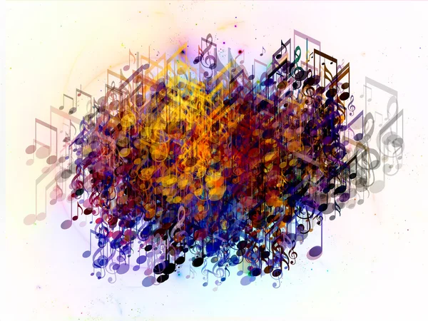 Éclaboussure colorée de notes musicales — Photo