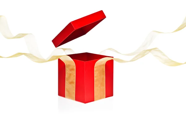 Caixa de presente vermelho com tampa aberta — Fotografia de Stock