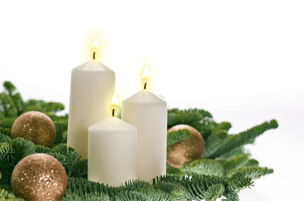 Three candles in advent setting — Stock Photo, Image