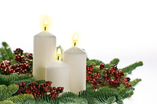 Three candles in advent setting — Stock Photo, Image