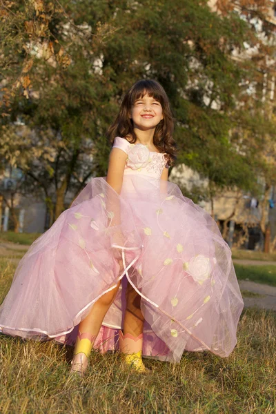 Small cute princess in pink dress