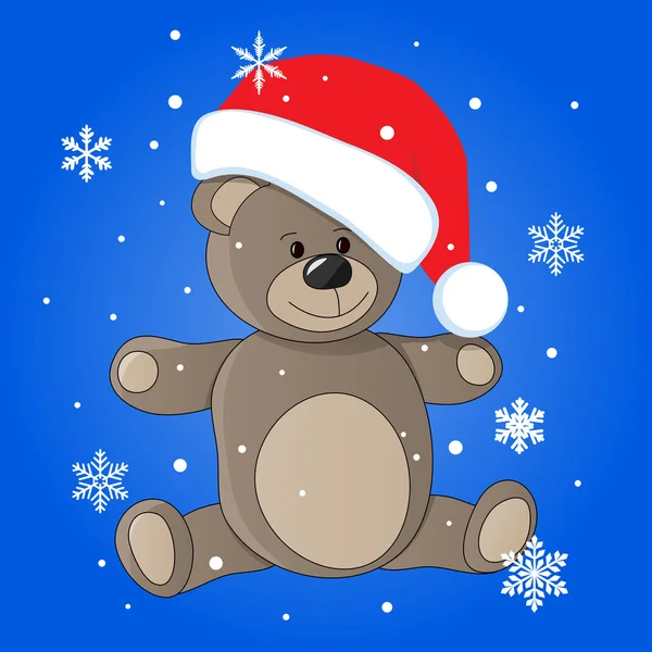 Medvídek v vánoční čepice — Stock fotografie