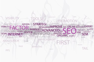 Words in a wordcloud related to SEO clipart