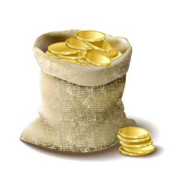 Bag with golden money clipart